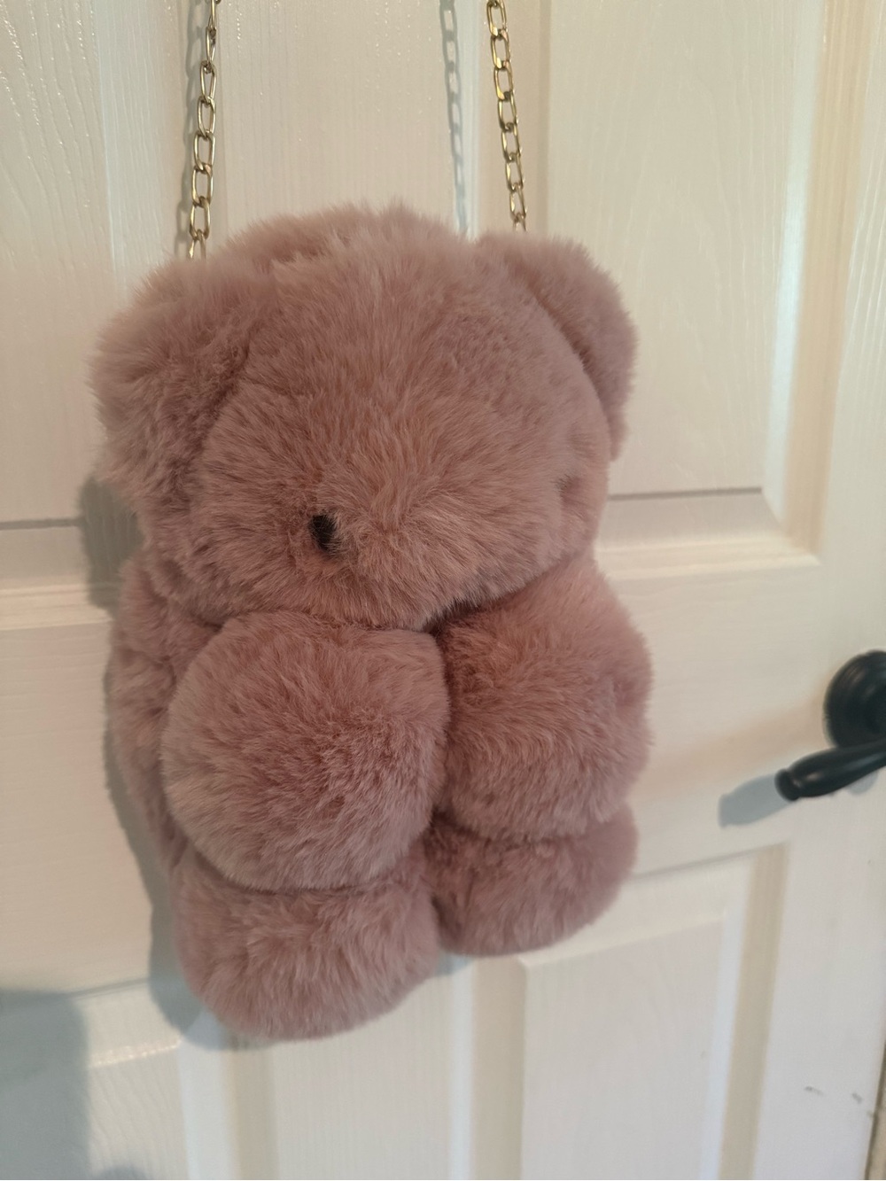 Kids Plush Teddy Crossbody Bag - Dusty Rose